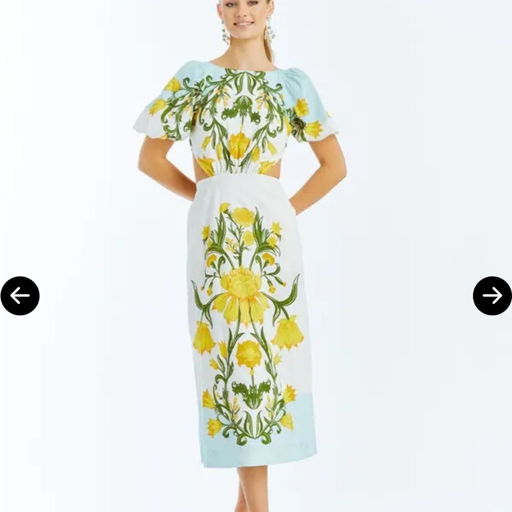 Mestiza New York Floral Print White and Green Dress